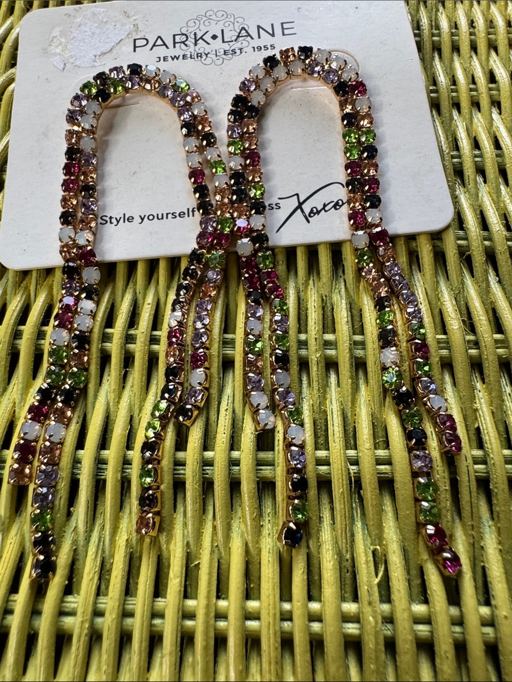 Park Lane Multicolor Crystal Cascade Earrings with Gold Setting